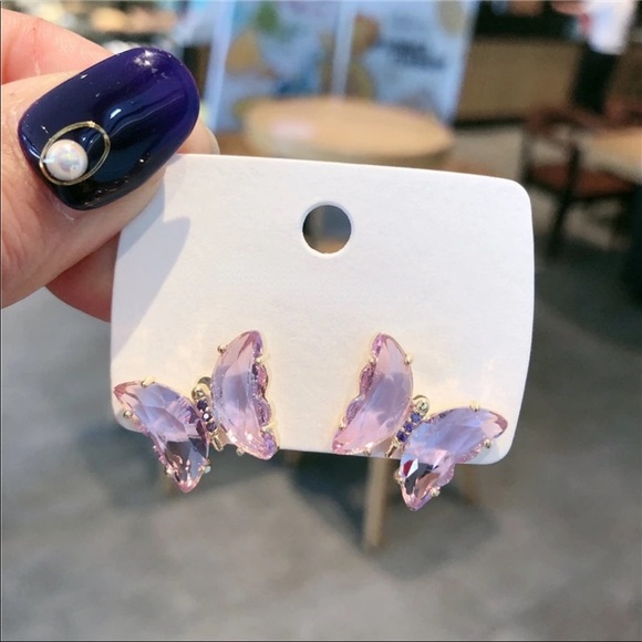 Jewelry - Gold Filled Purple Butterfly Earrings